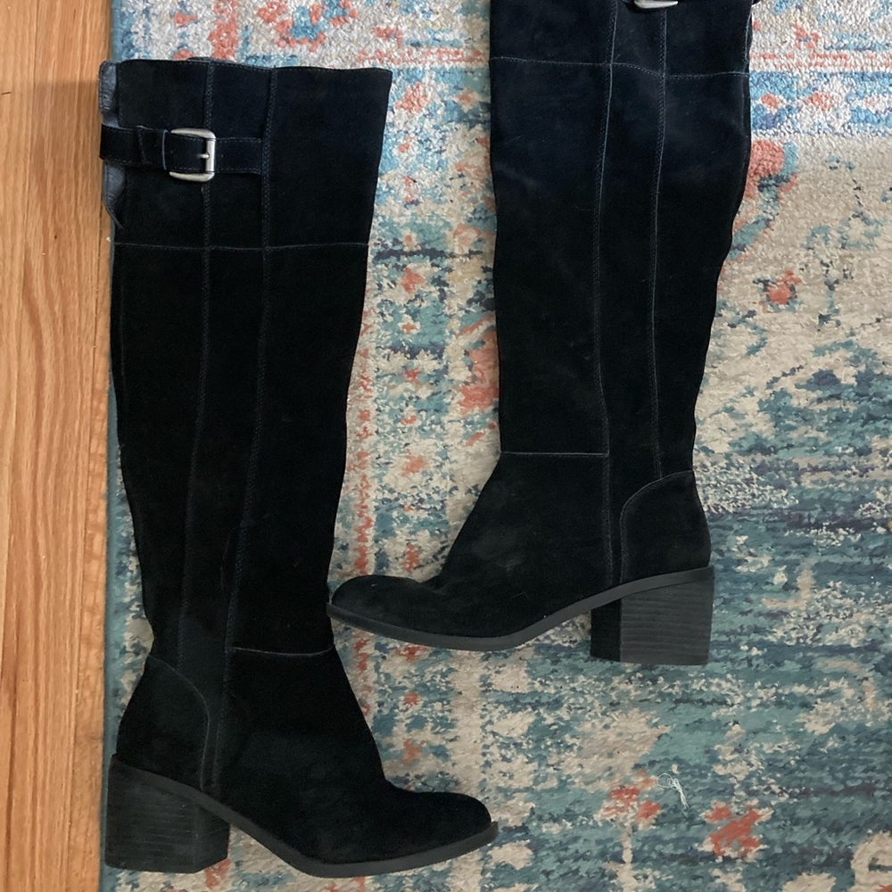 Crown Vintage Black Suede over the knee boots